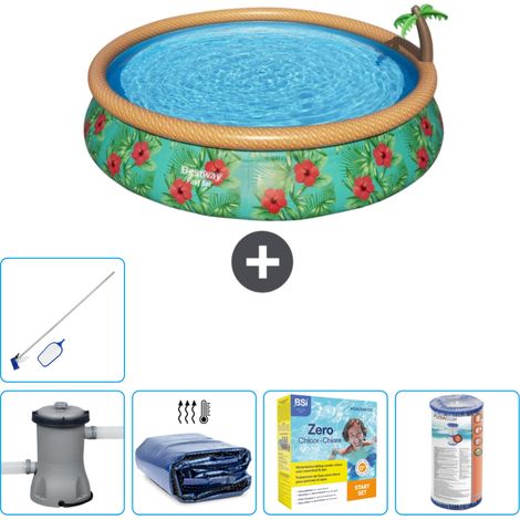 Piscine gonflable ronde Bestway à réglage rapide - Paradise Print - 457 x 84 cm -  Comprend des Accessoires CB20 (1/5)