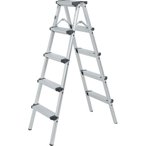 STEP Marchepied double pliable en aluminium 5 marches