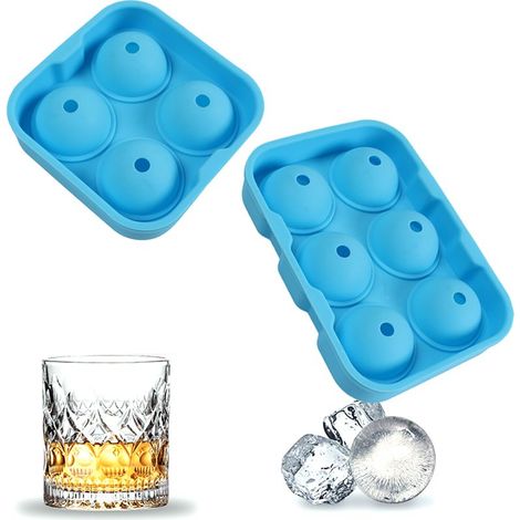 Kugelförmige Eisform – für Whisky und Cocktails – 60 mm – lebensmittelechtes Silikon – 2er-Set (1/5)