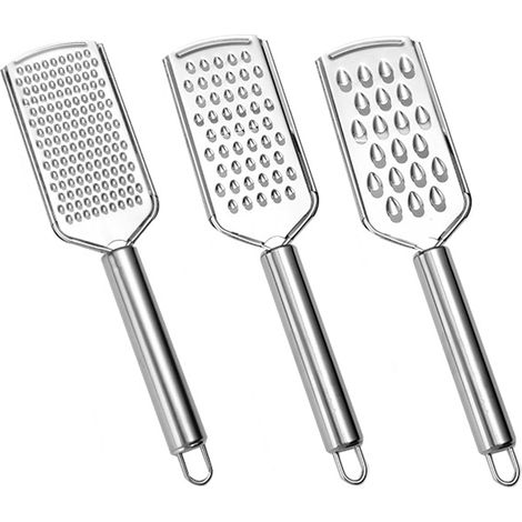 Lot De 3 Râpes De Cuisine En Acier Inoxydable – Râpe Manuelle Avec 3 Tailles De Mailles, Râpe À Fromage, Râpe À Légumes, Zesteur Citron, Compatible Lave-Vaisselle (1/5)