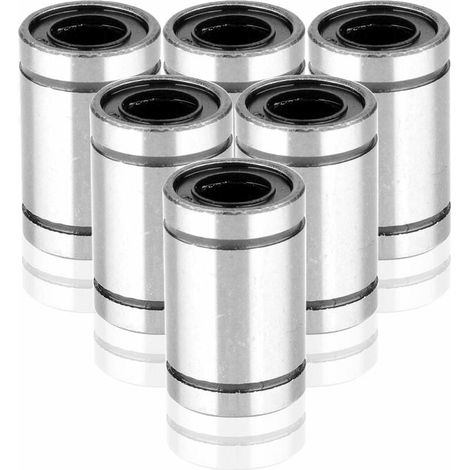 6 x LM8UU Roulement linéaire pour imprimante 3D, bricolage et mouvement CNC Φ8mm x Φ15mm x 24mm (6 Pcs)