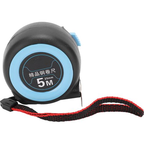 Mètre ruban auto-bloquant 5m x 25mm, rétractable, précis pour chantier, menuiserie et construction.