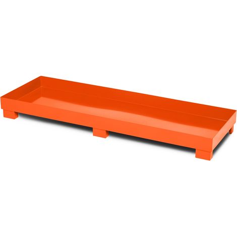RR Industrietechnik Auffangwanne aus Stahl für 4x 200 Liter Fass ohne Gitterrost BxTxH 2400x800x240mm RAL 2004 reinorange
