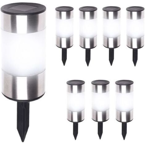Set of 8 2-in-1 stainless steel solar terminals (warm light)
