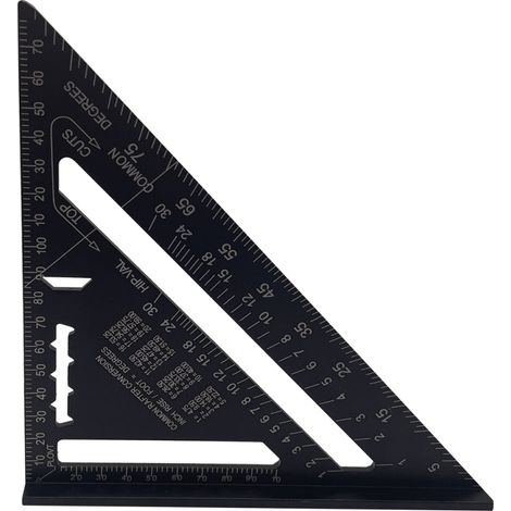 Équerre triangulaire en alliage d'aluminium, 90° et 45°, 18 cm (7 pouces), noire, métrique. (1/5)