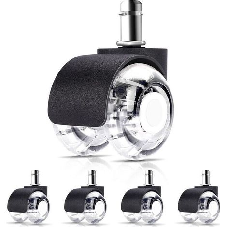 5 Roulette pour Chaise de Bureau 11 x 22 mm - Convient pour tous les sols - Roulements Silencieux à 360°. Résistantes à l'Abrasion sur sols durs et Tapis - Roues Pivotantes Universelles (1/5)