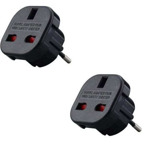2er-Pack – UK-auf-Französischer Steckeradapter – UK-Französischer Adapter – Typ G auf Typ C – kompakt und leicht – Überspannungsschutz (1/5)
