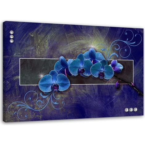 Tableau sur toile Fleur d'orchidée Bleu 60x40 (1/5)