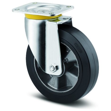 Roulette pivotante caoutchouc - à platine - charge lourde- ø 160 mm - Zeta