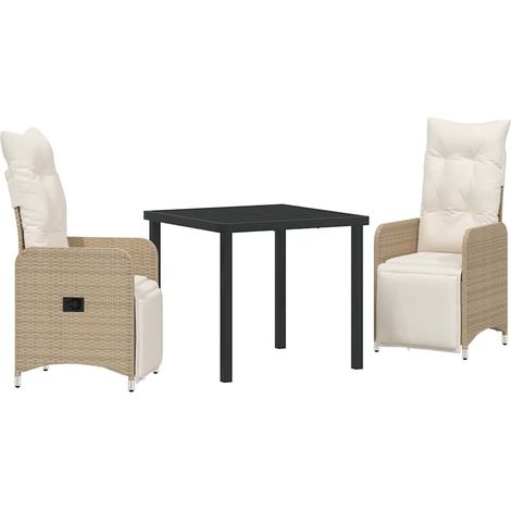 Ensemble de salle à manger pour jardin 3 pcs,Salon de jardin Beige Poly rotin CFW77208 (1/5)