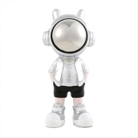 Niedliche silberne Astronauten-Skulptur, Weltraum-Dekorationsfigur, Kosmonauten-Geschenk, Heim- oder Büroregal-Ornament (1/5)