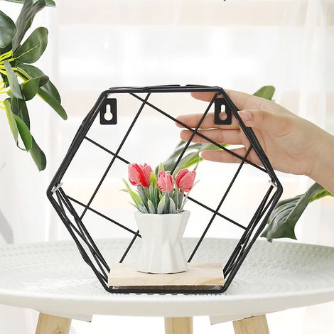 Estantería decorativa hexagonal, estilo loft - negro II