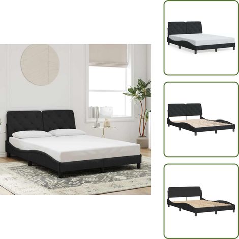 Bettgestell ohne Matratze Schwarz 140x200 cm Samt - Bettsofa - Samtbettwäsche - Doppelbett - Boxspringbett - Lattenrost