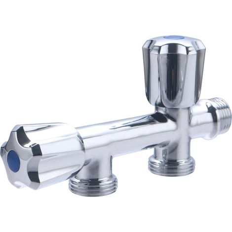 Robinet Double droit pour machine à laver M1/2 - M3/4 (1/5)