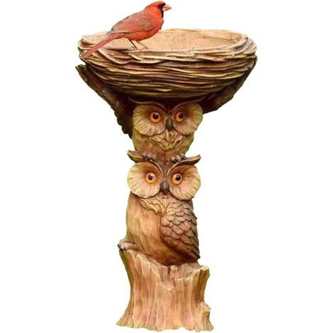 Mangeoire à oiseaux en résine en forme de hibou - Un charmant cadeau de décoration pour les fêtes, idéal pour les amoureux de la nature et les passionnés d'oiseaux. (1/5)