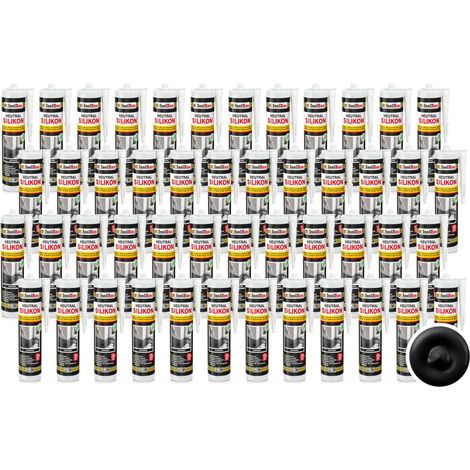 Neutralsilikon Naturstein Silikon Sanitär Marmor Inn/Auß 48 x 300ml Schwarz (1/5)