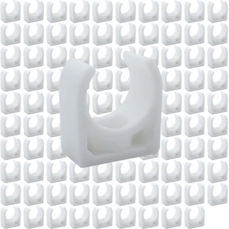 Clips de Tuyau en Plastique-100 pièces Support en U pour tuyau en PPR,Pour la plomberie et la tuyauterie,Vis non incluses(Diamètre intérieur 16mm) (1/5)