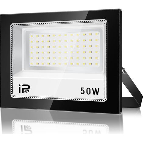 1 Projecteur LED Extérieur 50W,5000LM Lumière Blanche Froide,IP67 Étanche Aluminium,Jardin Cour Garage
