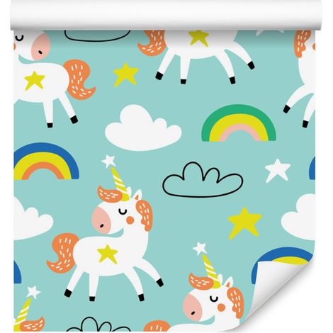 Carta da parati con unicorni addormentati in stile scandinavo per soggiorno e camera da letto, 50x1000 (1/5)