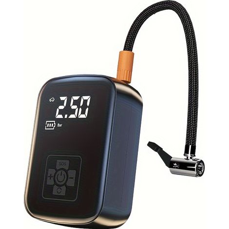 1 gonfleur de pneus portable sans fil - Compresseur d'air compact avec lumière LED, arrêt automatique et multifonctions (1/5)