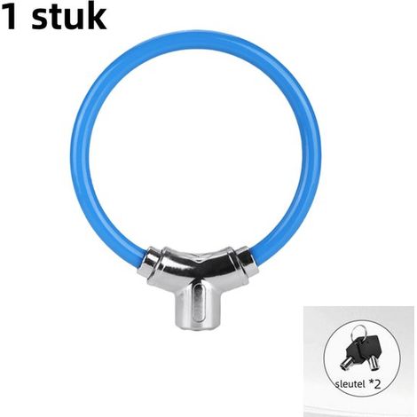 1 unidad, candado antirrobo portátil, cable de acero grueso e impermeable con llave, llavero con anilla de cuero con diseño flor ciruelo (azul) (1/5)