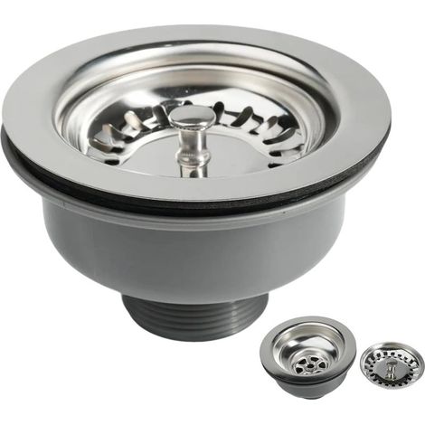 bonde d'évier inox ø 114 mm G1½ + Panier evier sans trop plein panier,304 Acier inoxydable + ABS, bonde Évier 114mm s'adapte aux trous d'évier standards britanniques (83-90 mm) (114mm) (1/5)