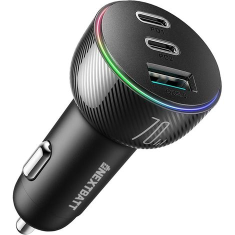 Nextbatt led autoladegerat 70w pd usb a 2x usb c - schwarz