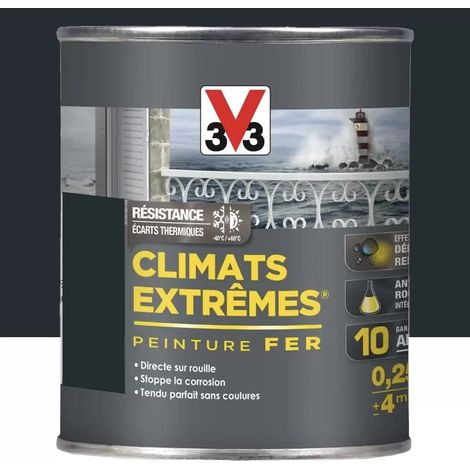 V33 – Peinture fer antirouille 0,5 L – Climats extrêmes – Bleu nuit mat – Résine polysiloxane renforcée pour protection étanche (1/3)