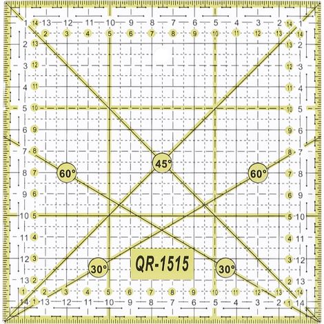 Règle de Couture 15x15 cm, Equerre Carrée Transparente pour Patchwork et Quilting, Outil Acrylique avec Lignes Bicolores facilitant Traçage Découpe Tissu Bricolage (1/5)