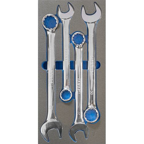 Serie 4 llaves combinadas lucidas 24-32mm en termoformado Fervi TM01/033