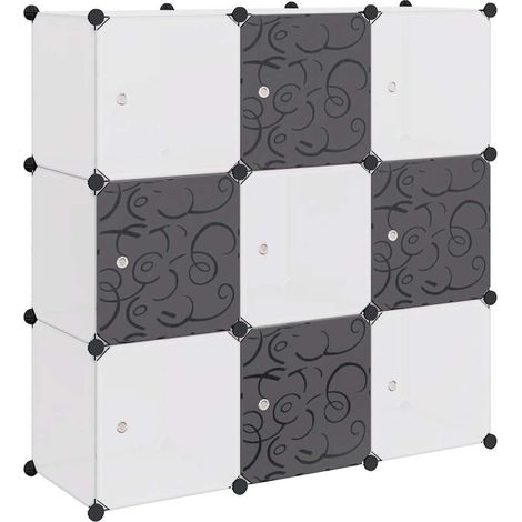 Regalsystem Würfelregal mit 9 Fächern Schwarz und Weiß vidaXL