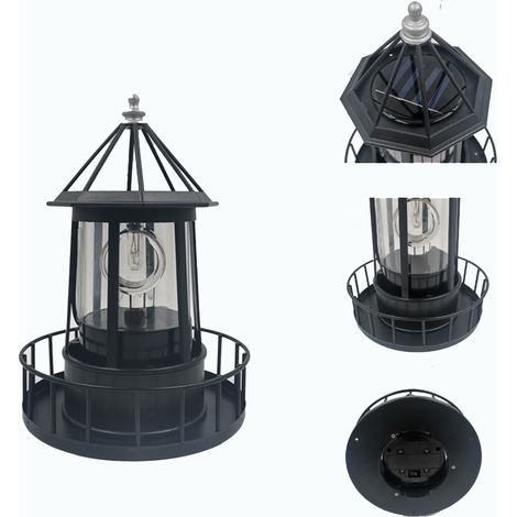 LED Lampe de Phare rotative Solaire Lanterne de décoration extérieure de jardin pour Pathway Patio Yard (1/5)