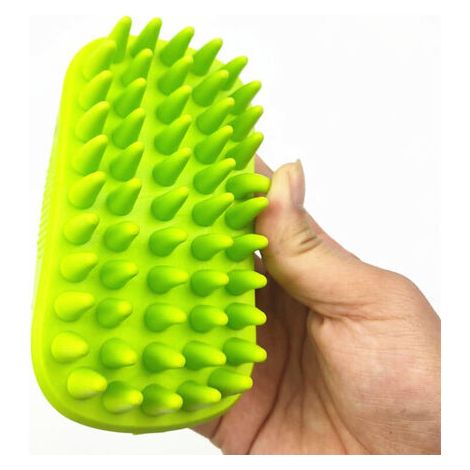 Pair Brosse de shampoing en silicone pour animaux de compagnie Brosse de bain en silicone pour animaux de compagnie, chien, chat (vert)