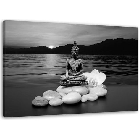 Image sur toile, figure de Bouddha sur pierres - 100x70 (1/5)