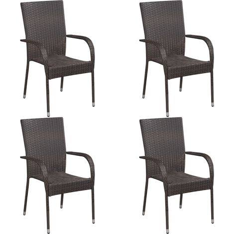 vidaXL Sedie da Esterno Impilabili 4 pz in Polyrattan Marrone
