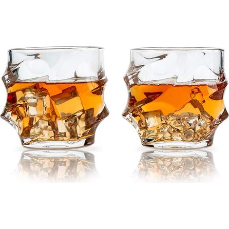 Lot de 2 Verre à whisky, gravé, transparent, large ouverture, pour dégustation bourbon cocktail (1/5)