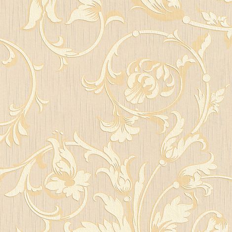 BRICOFLOR Papier peint baroque Tapisserie baroque Papier peint intissé Beige / crème Jaune Gris - 10,05 x 0,53 m (1/5)