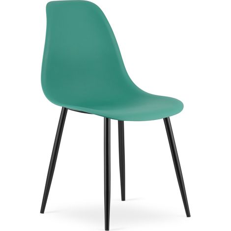 Sedia di design Wat verde con gambe in metallo nero (1/5)