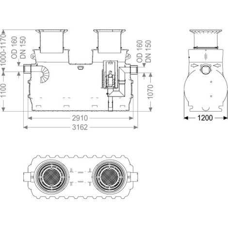 -Koaleszenzabscheider EasyOil ground, NS 10, Sys. A, 2600 l, Bel.Kl. D