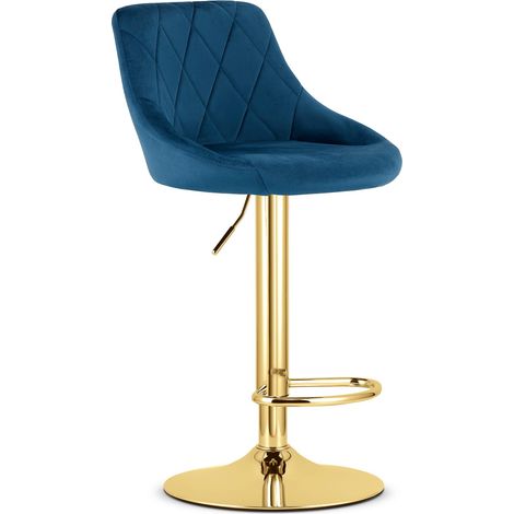 Taburete KAST - terciopelo azul marino / base dorada (1/5)