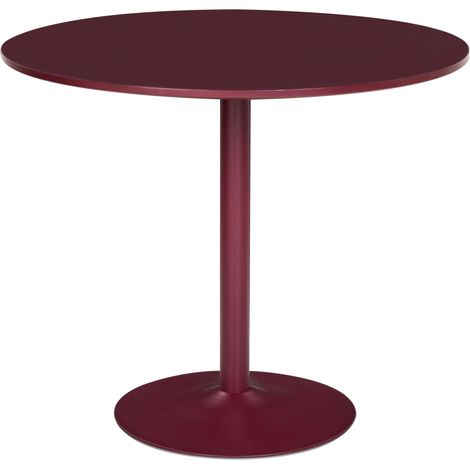Mesa de comedor y cocina redonda estilo boho tablero de MDF ø 90 cm base de hierro con acabado en pintura en polvo borgoña Tino (1/5)
