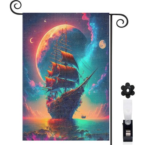 Drapeau de jardin décoratif décoration extérieure toile durable double face 30 x 45 cm pour porche et cour (1/5)