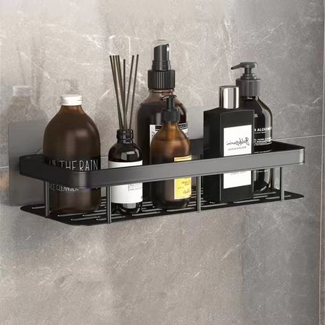 Étagère de douche crochets, panier de salle de bain avec porte-savon pour suspendre l'éponge, adhésif en aluminium pour salle de bain, support (1/5)