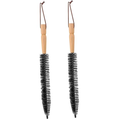 Kit de Brosse Ramonage Cheminée 2 Pièces, Brosse de Nettoyage Multifonctionnelle en Acier Inoxydable, Bois et Nylon, pour Conduits et Foyer Noir (1/5)