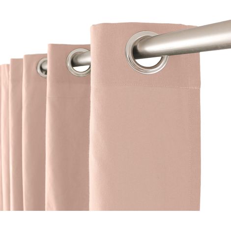Rideau à oeillets 135x240 cm AUDREY 100% coton coloris VIEUX ROSE (1/5)