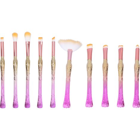 10pces Brosse à Maquillage Douce : Pinceaux Yeux, Poudre Libre, Fard à Joues - Kit Portable Outils Cosmétiques M007 (1/5)