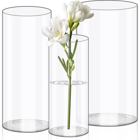 3 vases à Fleurs en Acrylique Transparent - Vase cylindrique en Plastique incassable pour Arrangements Floraux, centres de Table de Mariage, Bricolage (20 x 10cm e 25 x 12cm e 25 x 15 cm) (1/5)