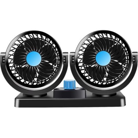 Ventilador de coche de doble cabezal de 12 V, 2 velocidades y rotación de 360°, bajo nivel de ruido, 4" de aire de refrigeración de verano para camiones, barcos, SUV y autocaravanas. (1/5)