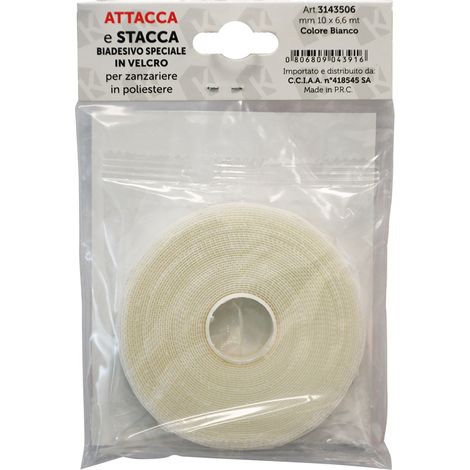 NASTRO IN VELCRO PER ZANZARIERE mm 10 x 6,6 mt - col. bianco  - KASART