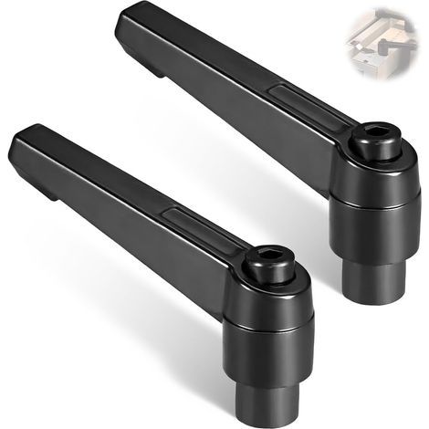 Set di 2 leve di bloccaggio - Leva di serraggio - Regolazione senza attrezzi - Acciaio zincato - Per macchine CNC e fai da te - Nero - M8x57mm (1/5)
